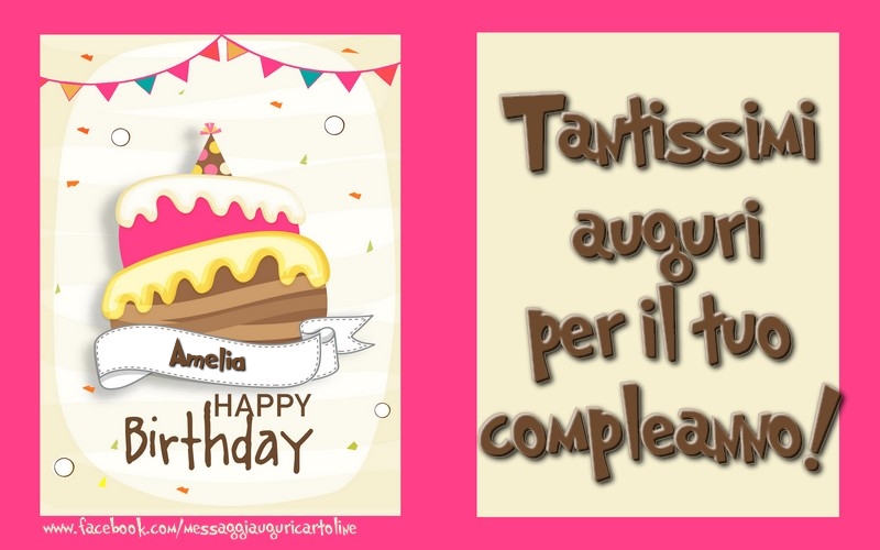 Tantissimi  auguri  per il tuo  compleanno! Amelia - Cartoline compleanno